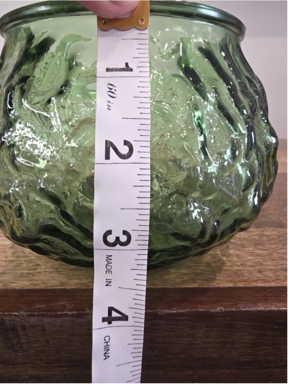 VTG Green Textured Glass Votive Holder Cachepot Planter Bowl 5
